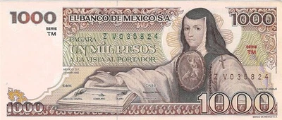 México: 1.000 Pesos J de Asbaje Mar 25,1982 El Banco de México UNC. Foto 1 de 2