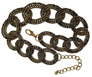 Ovaler GEPRÄGTER Anhänger STATEMENT HALSKETTE 34cm kurz klobig goldfarben Kette - Bild 1 von 11