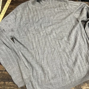 J. Ferrar Herren Pullover 100% Merinowolle grau Stehkragen Gr. Large gerippt - Bild 1 von 4