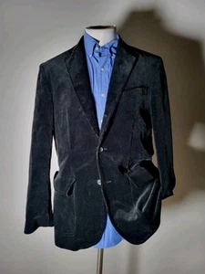 POLO Ralph Lauren 38R Schwarz Samt Baumwolle Cord Blazer Jacke Sport Mantel - Bild 1 von 9