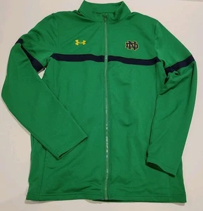 Notre Dame Jacke Under Armour Assist Warm Up Full Zip Grün Blau Streifen Irish S - Bild 1 von 10