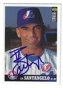 F.P. SANTANGELO EXPOS SIGNED CARD SAN FRANCISCO GIANTS A'S LOS ANGELES DODGERS - Picture 1 of 1