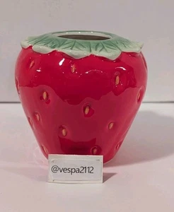 Bullseye Playground Strawberry Vase Red Ceramic Summer Fruit Decor - Picture 1 of 8
