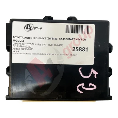 TOYOTA AURIS ICON MK2 (ZWE186) 12-15 SMART KEY ECU MODULE 89990-02220 - Image 1 of 4