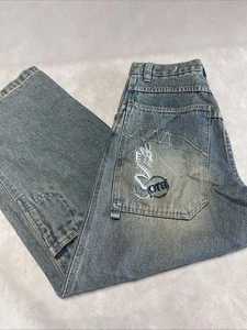 OTB One Tough Markenjeans Jungen Gr. 14 Baggy gestreift Denim Y2K Skater Streetwear - Bild 1 von 15