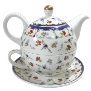 Grace Teaware Tea For One 4pc Set White Porcelain Multicolored Floral Patt. MINT - Picture 1 of 23