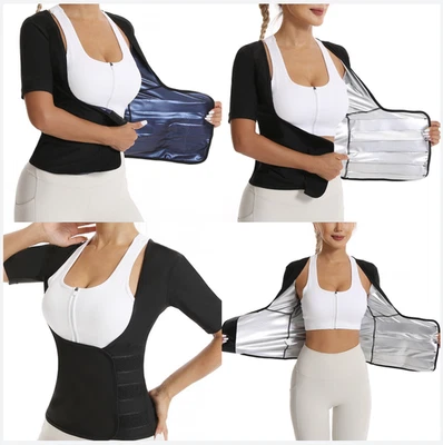 Women's Shapewear S-2XL New Sweatshirt Waist Cinching Exercise Corset Yoga Suit - Image 1 of 4