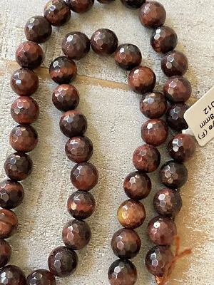 Lote de 46 cuentas de piedras preciosas genuinas naturales (facetadas) ojo de tigre rojo de 8 mm con agujero Foto 1 de 2