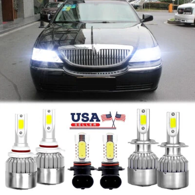 Kit de faróis de LED alto baixo+ lâmpadas de neblina 6000K para Lincoln Town Car 2003-2011 - Imagem 1 de 4