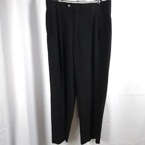 VTG John Alexander Mens 34x29 Black Pleated Front Mid-Rise Dress Pants - Picture 1 of 7