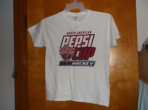 NEW BOY'S GILDAN WHITE COTTON S/S NO.AMERICAN PEPSI HOCKEY CUP T' SHIRT - Picture 1 of 1