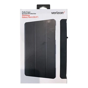 Verizon Folio Case & Tempered Glass Bundle for Galaxy Tab A (10.5 inch) - Black - Picture 1 of 2