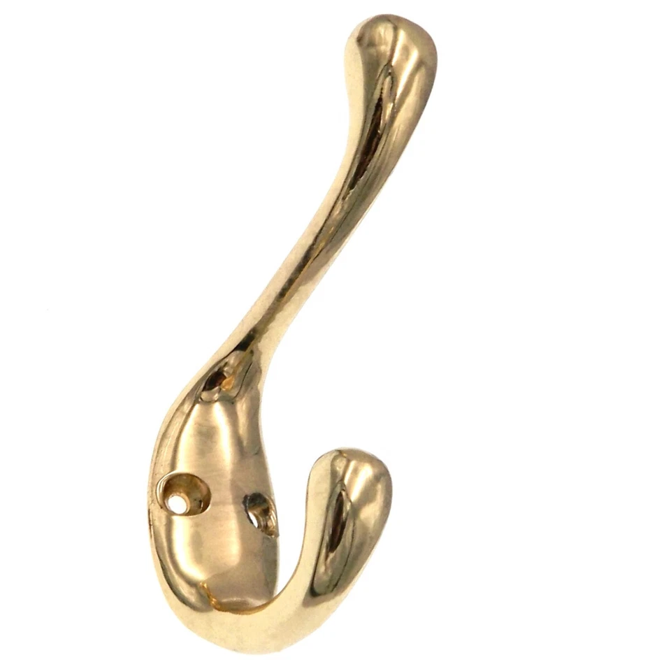 Warwick 抛光黄铜双人外套、帽子、长袍、毛巾墙或门钩 BH2003PB — 第 1/2 张图片