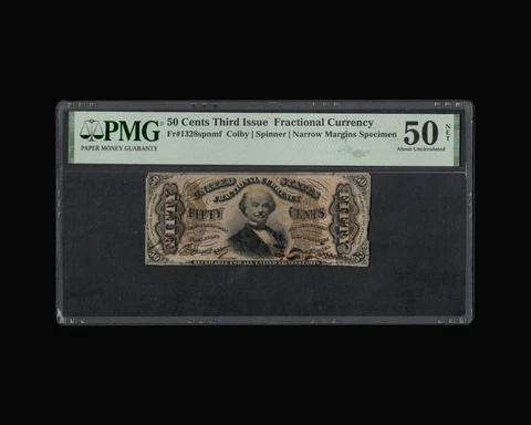 50c SPECIMEN Fractional Currency PMG 50 Fr. 1328spnmf 3rd Issue Spinner Colby Cover