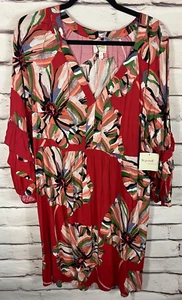 NWT Fig & Flower Women's Size XL Red/Multicolor Floral Short Sleeve Dress - Picture 1 of 7