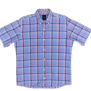 Camisa de manga corta TAILORBYRD talla Med rosa azul a cuadros 100 % algodón - Imagen 1 de 9