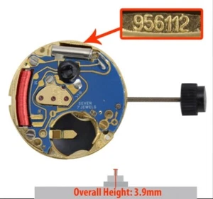 GENIUNE ETA 956.112 3PM CALENDAR 7 JEWEL GOLD TONE QUARTZ MOVEMENT (refbbb - Picture 1 of 1