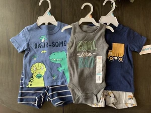 Carter’s Lot of Clothes baby boy 6 months 2 Sets of Shorts/T-Shirts - Picture 1 of 7