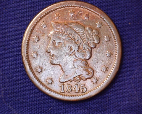 1845 Large Cent Braided Hair Nice Color Nice Detail # LC192 Cover