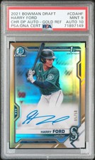 2021 Bowman Draft Harry Ford 1st Chrome True Gold Refractor Auto /50 PSA 9/10