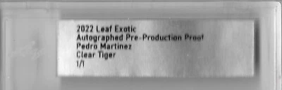 PEDRO MARTÍNEZ PRUEBA DE PREPRODUCCIÓN *TIGRE CLARO* AUTÓGRAFO 1 de 1 para 2022 HOJA Foto 1 de 3
