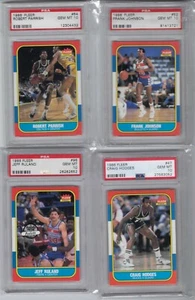 (8) 1986-87 Fleer Basketball Graded PSA 10 GEM MINT Parrish, Hodges, Johnson +