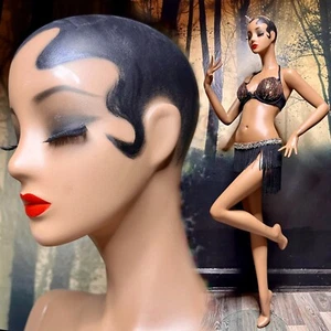 Genesis Mannequin Black Female Full Size Face Vintage Flapper Showroom Sample - Picture 1 of 22