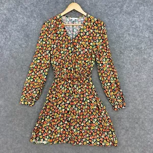 Warehouse Womens Dress Size 10 Floral Long Sleeve Button Front Belt 11627 - Picture 1 of 12