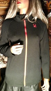 SPYDER GIRLS XL 18 BLACK & RED RIBBED KNIT FLEECE LINED JACKET FULL ZIP - Picture 1 of 7