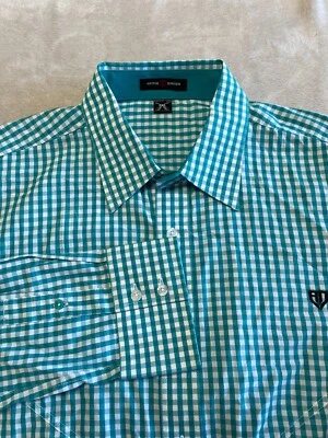 Camisa Artful Dodger azul a cuadros con botones manga larga para hombre talla 2XL Foto 1 de 4