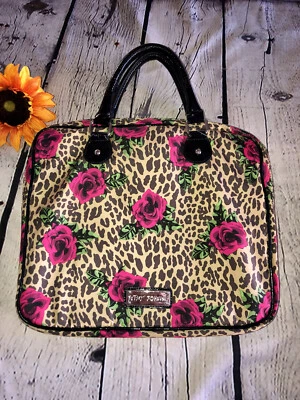 Estuche para computadora portátil Betsey Johnson Roses & Cheetah usado en excelente estado Foto 1 de 4