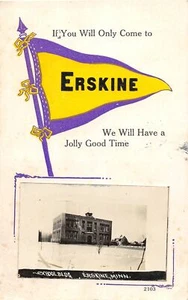 G41/ Erskine Minnesota RPPC Wimpel Postkarte um 1910 Schulgebäude - Bild 1 von 4