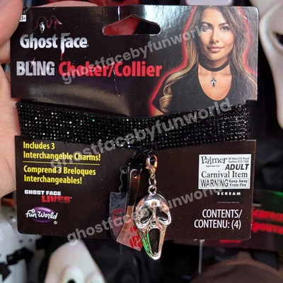 Ghost Face Bling Change-A-Charm Choker - Fun World - Image 1 of 2