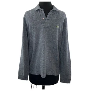 Camiseta polo LACOSTE gris manga larga jaspeada calce clásico manga larga algodón para hombre talla M - Imagen 1 de 6
