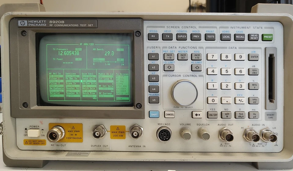 hp 8920B COMMUNICATIONS ANALYZER WITH OPTIONS 001,004,010,051,102. - Image 1 of 3