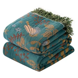 Boho Throw Blanket for Bed 90”x98”, 100% Cotton Woven Blanket for Couch Sofa, - Picture 1 of 8