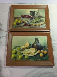 Henk Bos Vintage 1960s 3D Art Prints Wood Framed Still Life 10” X 14” Lot Of 2 - Picture 1 of 8