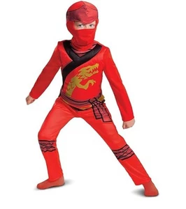 Licenced Kids LEGO Ninjago Kai Costume Boys Med Red Ninja Halloween Fancy Dress - Picture 1 of 7
