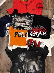 LOT 8 VTG 90s Y2K Graphic Shirts Wholesale Bundle Tupac Boss Malcolm X POLO MENS - Imagen 1 de 21