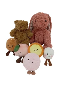 Bundle of 7 Soft Plush Toys Bunny Bear and Cute Round Characters No Tag No Brand - Picture 1 of 5