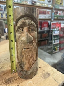 Holz Geist Schnitzerei Zauberer Wichtel Volkskunst - Bild 1 von 9