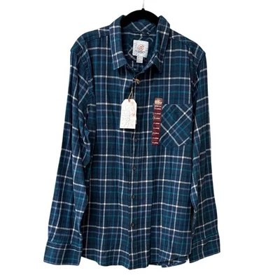 NUEVO CON ETIQUETAS Cloudveil Para Hombres XL Elastizado Franela a Cuadros Camisa Abotonada Azul Verde Foto 1 de 4