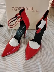 Highest Heel Collection Size 10 Red Patent Print Pump - Picture 1 of 9