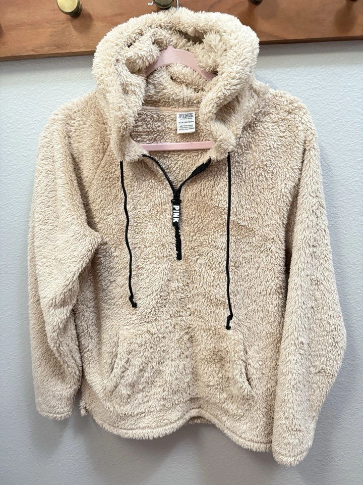 PINK Victoria's Secret Pullover Womens Small  Sherpa Fleece Faux Fur Jacket Cozy - Image 1 of 4