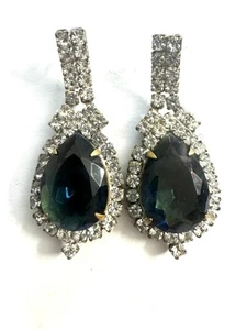 Monet Necklace & Earring Set, silver tone, Royal blue stones with foux dimonds - Picture 1 of 2