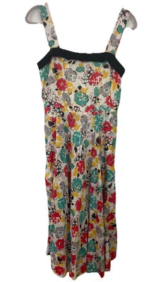 J Peterman 6 Retro Fit And Flare Swing Dress Floral Linen Pin Up Twee Rockabilly - Image 1 of 4
