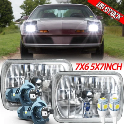 For Pontiac Fiero 84-88 Firebird 1982-90 Pair 7x6 5x7 led Headlights Hi/Lo DOT - Image 1 of 4