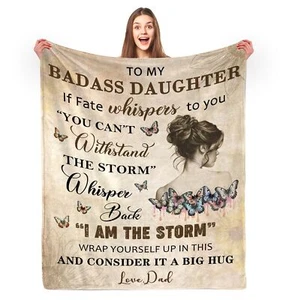 to My Badass Daughter Blanket from Dad - to My Daughter from Dad Gifts for Da - Picture 1 of 8