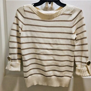 Gold & White Striped Sweater - Picture 1 of 3