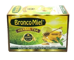 Bronco Miel Herbal Tea – Honey Flavor, Soothes Cough & Throat, 20 Bags - Bild 1 von 3